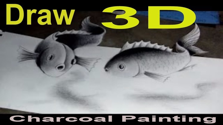 How to draw 3d art - 3d painting with charcoal | Charcoal paintings