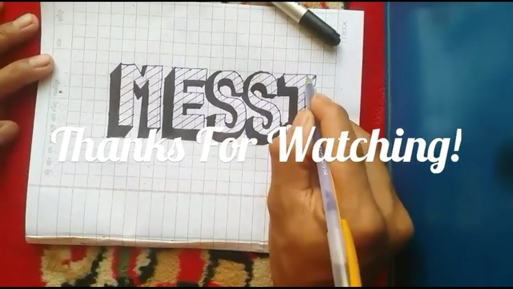 How to draw a 3D art about the word MESSI - Drawing Styles, 3D drawing