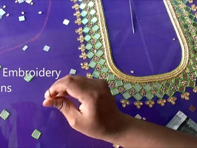 Mirror work embroidery designs blouse | hand embroidery designs, easy maggam work,zardosi work