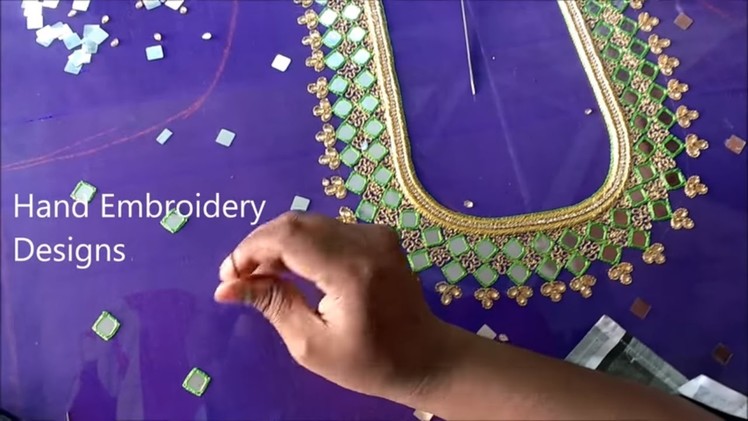 Mirror work embroidery designs blouse | hand embroidery designs, easy maggam work,zardosi work