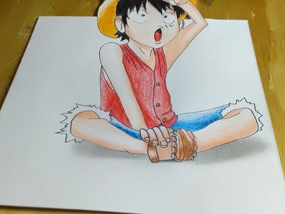 One peace, Menggambar Luffy Kecil One Peace 3D. Drawing Litle Luffy One Piece in 3D