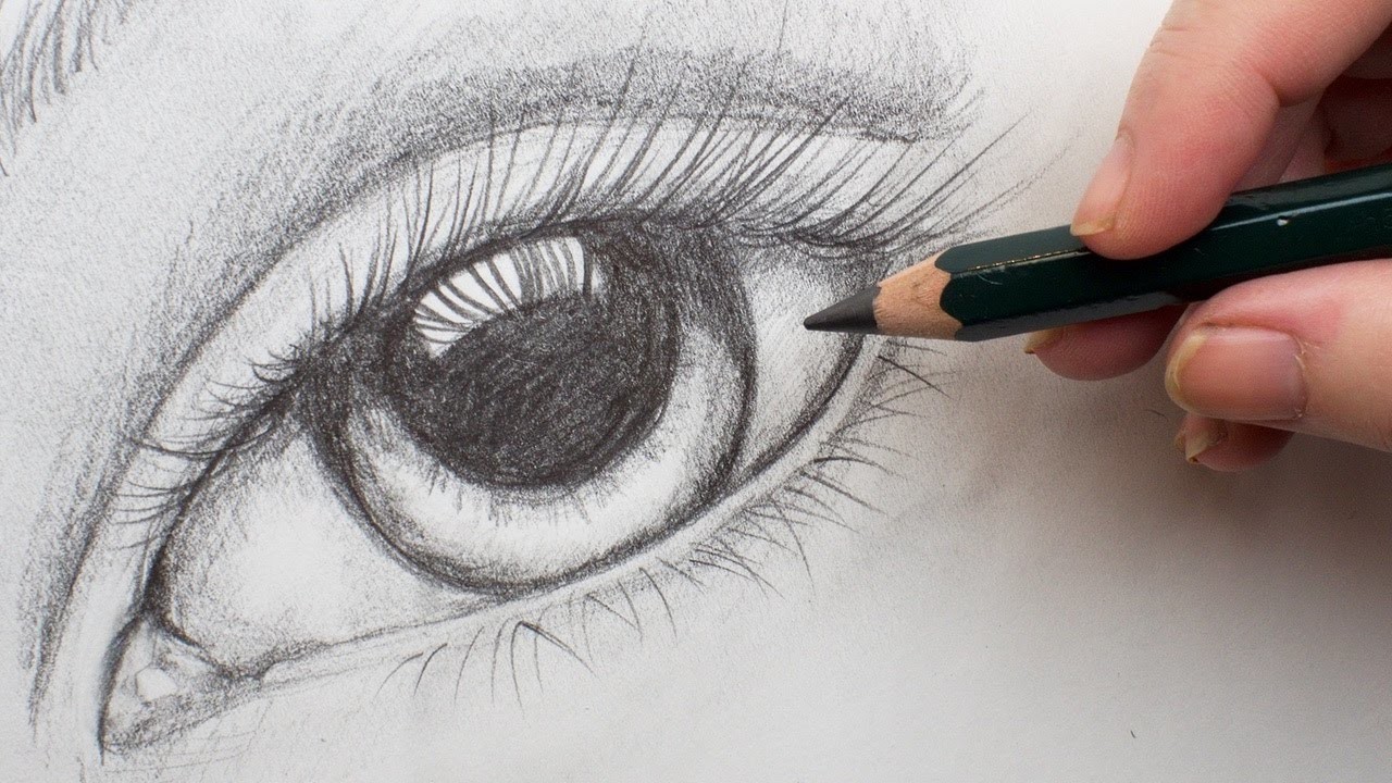 Realistic eye Step by Step Pencil Drawing on paper for Beginners 