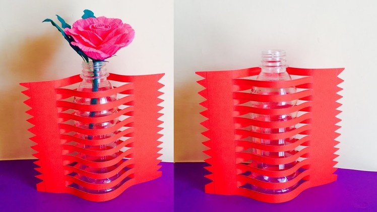 Best out of waste - Newspaper Flower vase making | Arts and craft paper flower vase craft