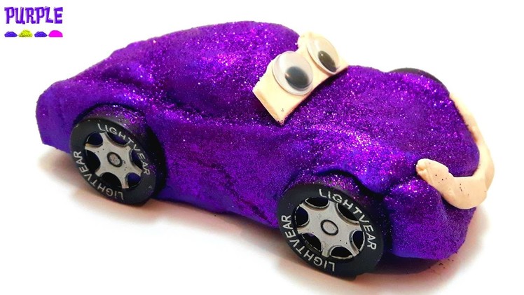 DIY Glitter Play Doh Lightning Mcqueen How to Make Glitter Cars Lightning Mcqueen Color Glitter Car