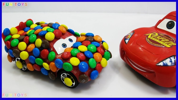 DIY How To Make Disney Cars Lightning McQueen with Candies M&M's New Movies GIANT Dinosaur Attacks