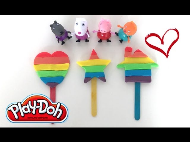 DIY Play-Doh Learn Make Rainbow Candy Heart Star House Shape Toy Soda