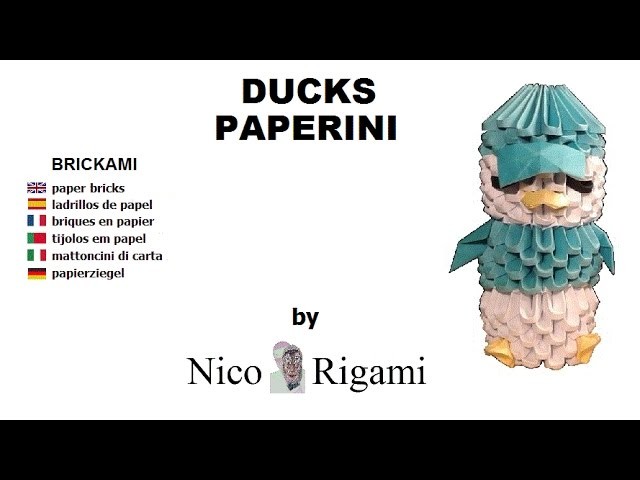 Ducks tutorial paperini "brickami" no glue origami 3d