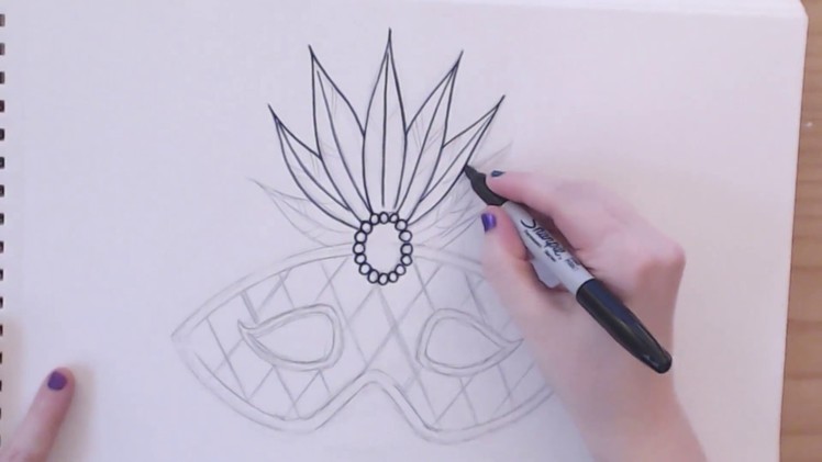 EASY How To Draw A Mardi Gras Mask (Part 1) -- iCanHazDraw!