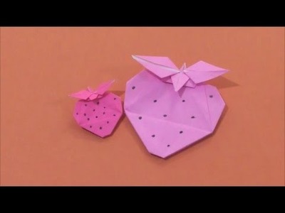 Easy Origami how to Make Fruit Strawberry 简单手工折纸 水果草莓  簡単折り紙  フルーツ  イチゴです