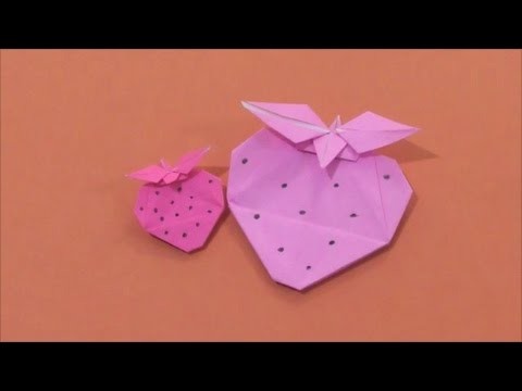 Easy Origami How To Make Fruit Strawberry 简单手工折纸 水果草莓 簡単折り紙