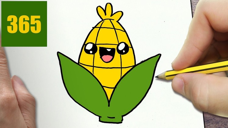 HOW TO DRAW A CORN CUTE, Easy step by step drawing lessons for kids