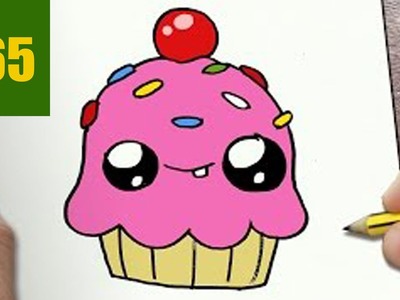 HOW TO DRAW A CUPCAKE CUTE, Easy step by step drawing lessons for kids