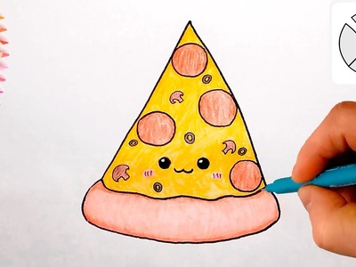 How to Draw a Cute Pizza - Step by Step - Cute and Easy