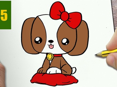 HOW TO DRAW A DOG CUTE, Easy step by step drawing lessons for kids