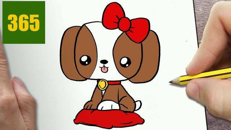 HOW TO DRAW A DOG CUTE, Easy step by step drawing lessons for kids