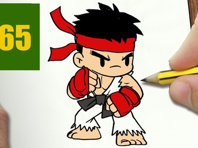 HOW TO DRAW A RYU CUTE, Easy step by step drawing lessons for kids