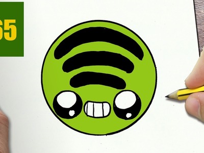 HOW TO DRAW A SPOTIFY LOGO CUTE, Easy step by step drawing lessons for kids
