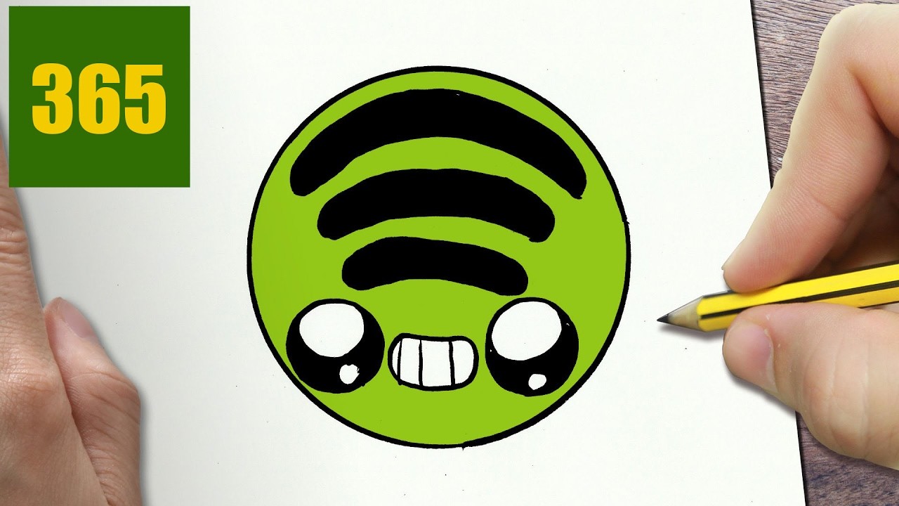 Draw, HOW TO DRAW A SPOTIFY LOGO CUTE, Easy step by step drawing