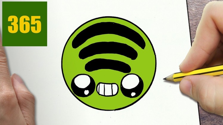 HOW TO DRAW A SPOTIFY LOGO CUTE, Easy step by step drawing lessons for kids