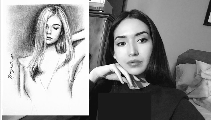 How to draw blonde hair using charcoal. Easy tutorial. Beginners.