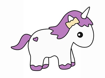 How to draw Cute Pony Unicorn Quick and Easy step by step drawing