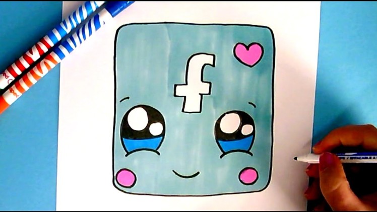 HOW TO DRAW FACEBOOK ICON CUTE - EASY DRAWING STEP BY STEP