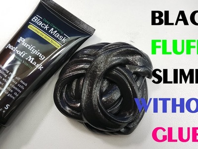 How to Make Black Fluffy Slime Without Glue, DIY Real No Glue Slime, Black Slime
