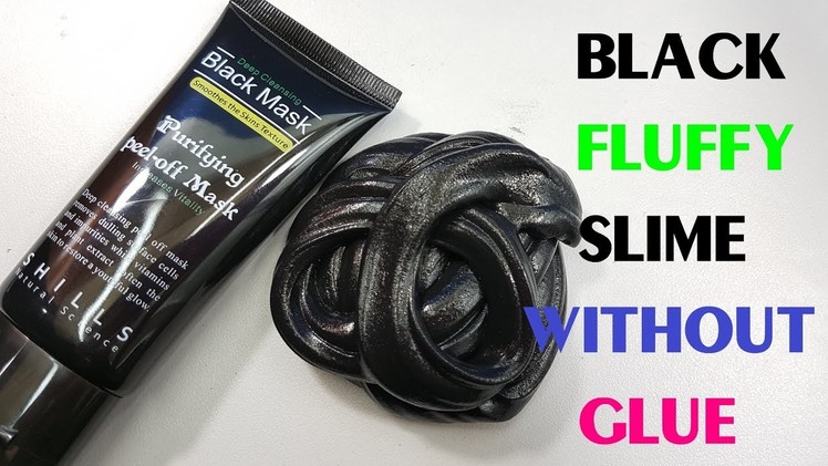 How to Make Black Fluffy Slime Without Glue, DIY Real No Glue Slime, Black Slime