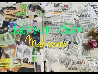 LAPTOP CASE MAKEOVER WITH  NEWSPAPER - DECOUPAGE TECHNIQUE ((Bahasa Indonesia-English Subtitle)