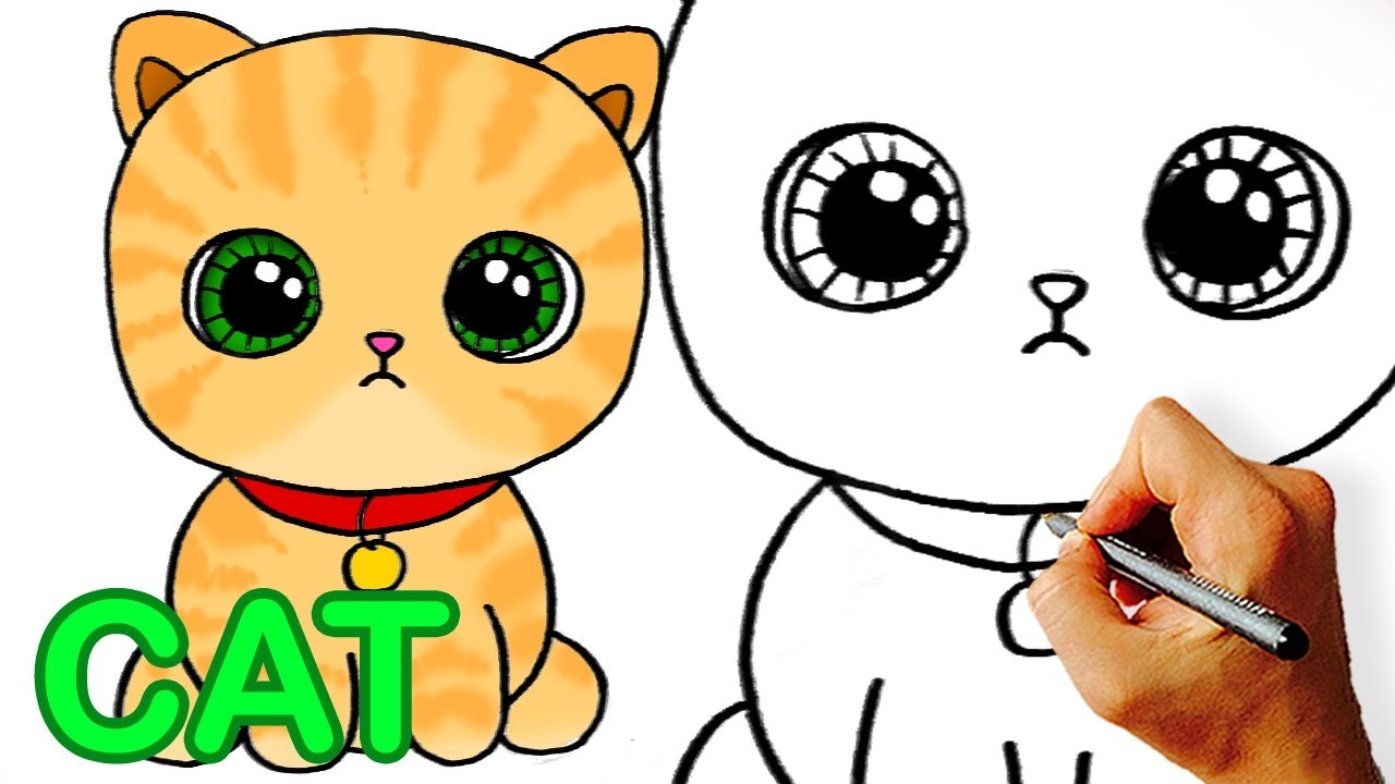 Very Easy! How to Draw Cute Cartoon Cat. Easy Art for Kids!