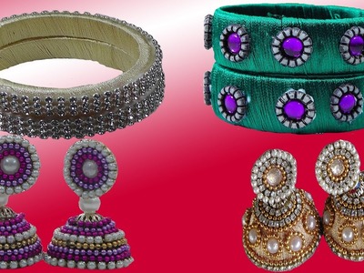 Amazing Bridal Silk Thread Earrings | D.I.Y + Cotton Silk Thread Bangles, Earrings for Party Wear |