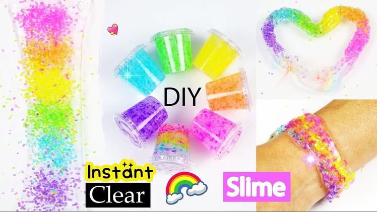 Best DIY Rainbow Slime recipe without Coloring.How to Make Instant Clear Slime