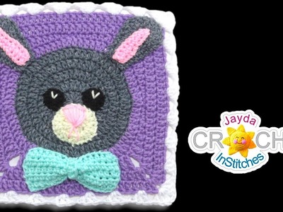 Bunny Rabbit Blanket Square - Crochet Motif - April