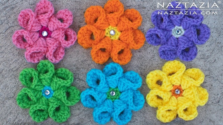 Crochet Bell Petal Flower - Right & Left Hand - DIY Tutorial for Flowers Flor Flores