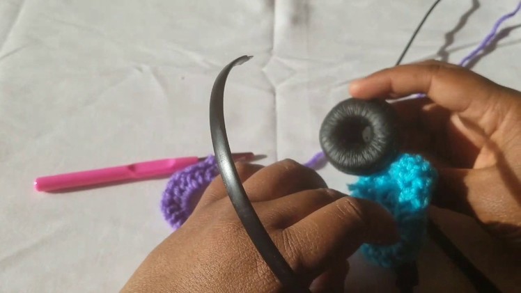 Crochet headset.headphone cover left handed
