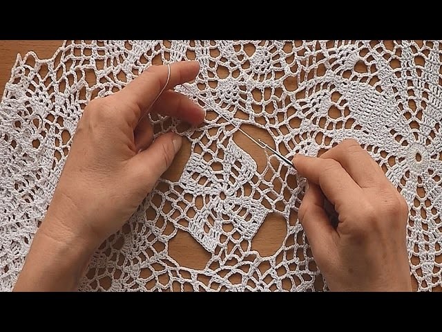 CROCHET How to join motifs  for tablecloth Part 6