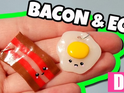 DIY Bacon & Egg Polymer Clay friendship charms! How to make Bacon and Egg charms