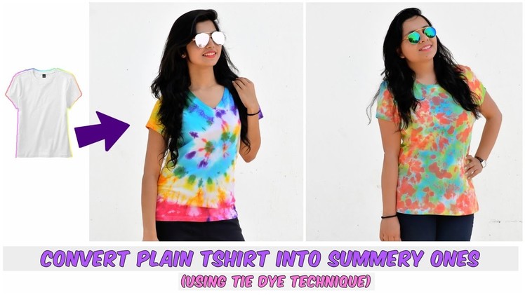 DIY: Convert Plain T shirt Into Summery colorful ones(Using Tie dye Technique)