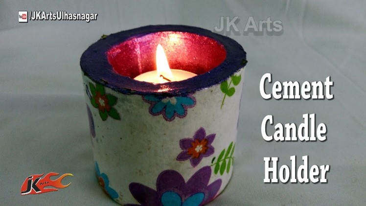 DIY Decoupage Cement Candle Holder | How to make | JK Arts 1201