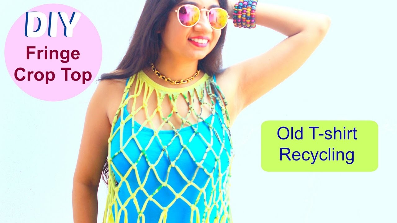 DIY Fringe Crop top from old t shirt, DIY Summer Clothes ...