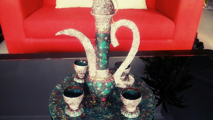 DIY: How to make Table Centerpiece.Arabic tea set. Best out of waste stuff: