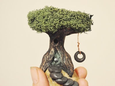 DIY Mini Fairy Tree House With Swing In Polymer Clay