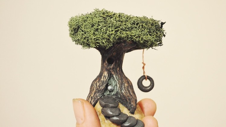 DIY Mini Fairy Tree House With Swing In Polymer Clay