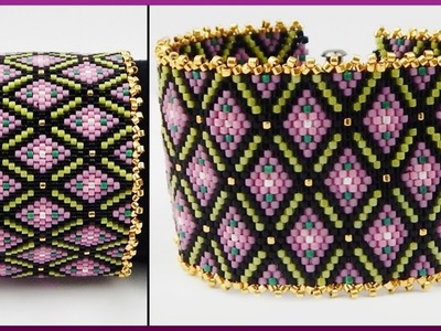 DIY Peyote stitch | Armband aus Delica Perlen | Schmuck | Flower Beaded pattern bracelet