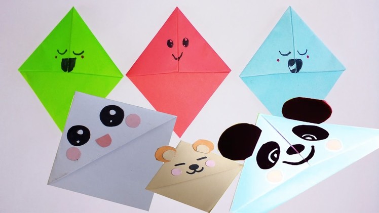 DIY Simple Kawaii Bokmarks.  How to Make Easy Kawaii Bookmark.  Origami Paper Kawaii Bookmark
