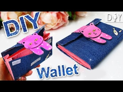 DIY Wallet for GIRLS Cute JEANS PURSE NO SEW | Accordion type