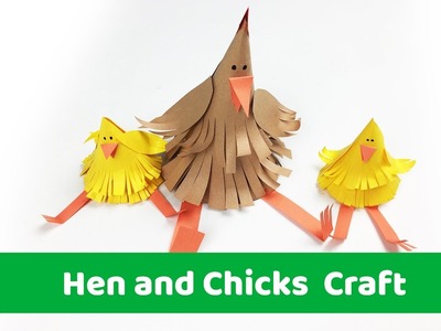 Hen and Chicken paper craft for kids.