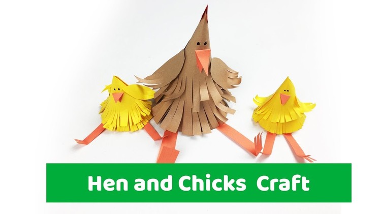 Hen and Chicken paper craft for kids.