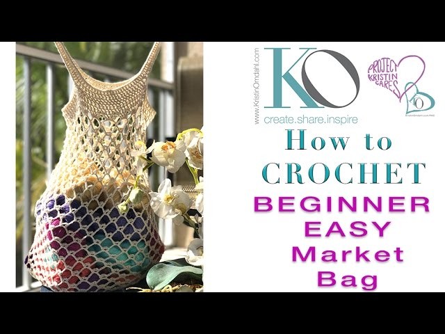 How to Crochet Bare Classic Market Bag SLOWER for Beginners Easy Quick Gift
