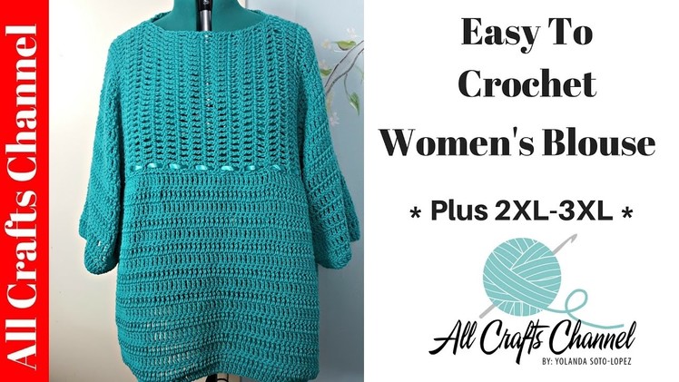 How to crochet Easy Plus Size Woman's Pullover Sweater - Top